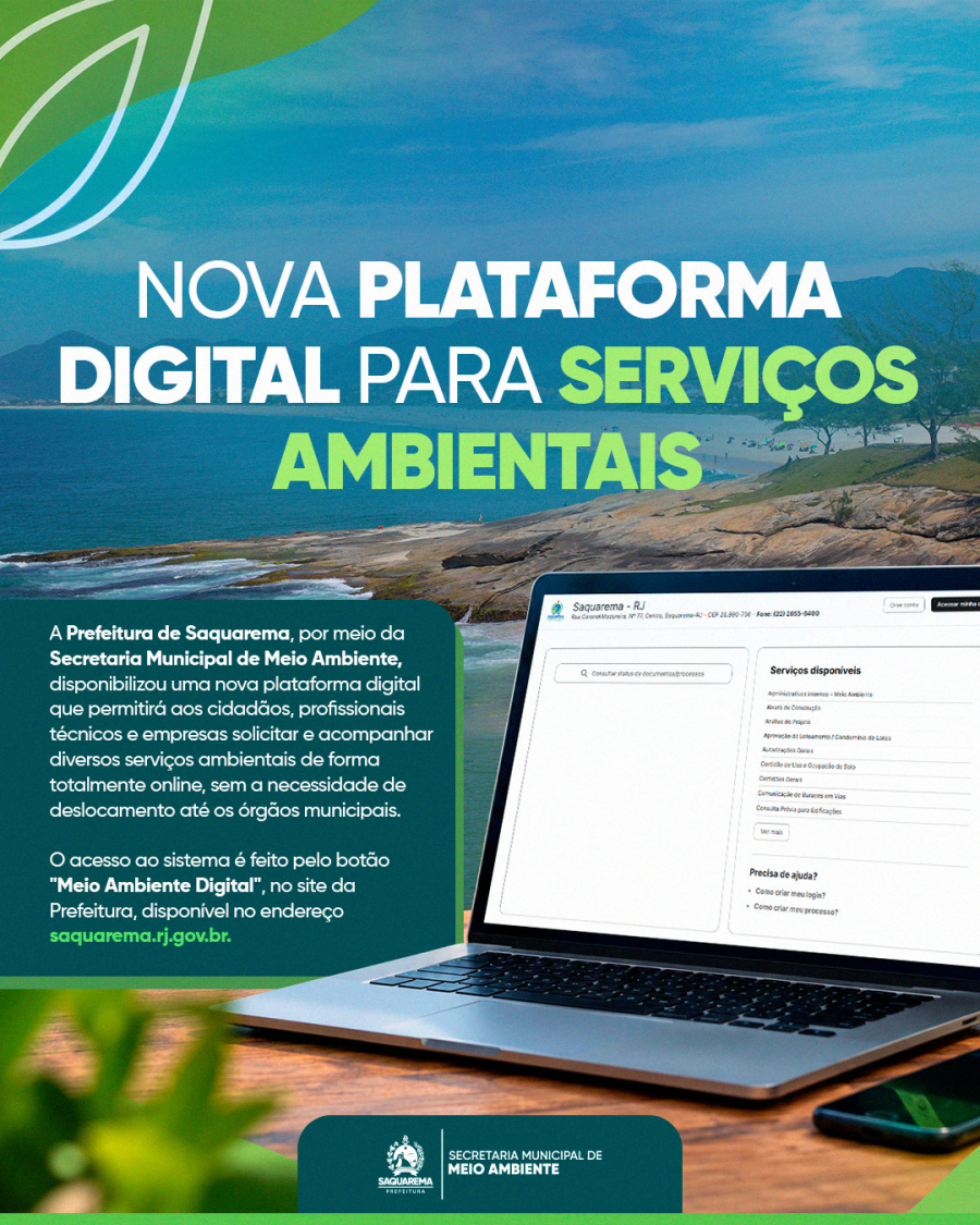 Saquarema lança plataforma digital para serviços ambientais
